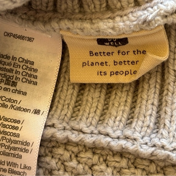 Madewell L pale blue grey boxy, oversize popcorn knit sweater - Picture 5 of 9